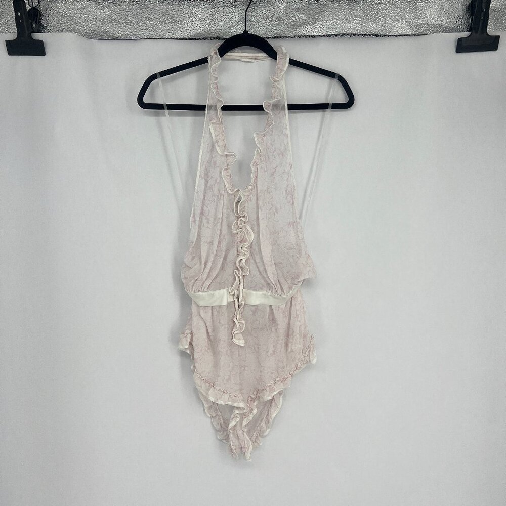 Victoria secret pink sheer ruffle bodysuit